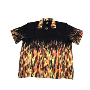 NWT Benny’s Flame Print Hawaiian Shirt 2X
